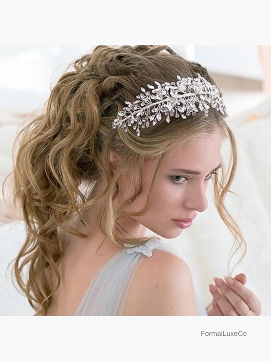 Crystal Wedding Headband Rhinestone Bridal Hairpiece Adjustable Handmade Leaf main image 6
